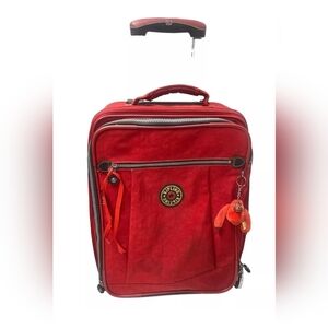 Kipling red rolling carry on